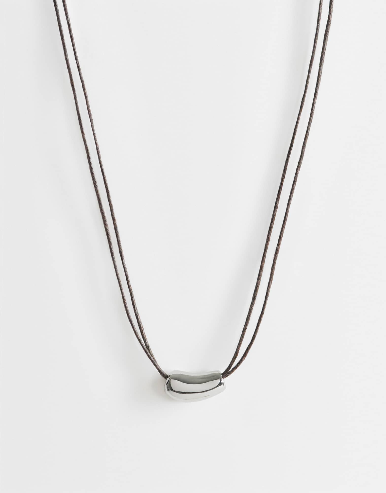 Topshop Nasha cord necklace in chocolate with silver
