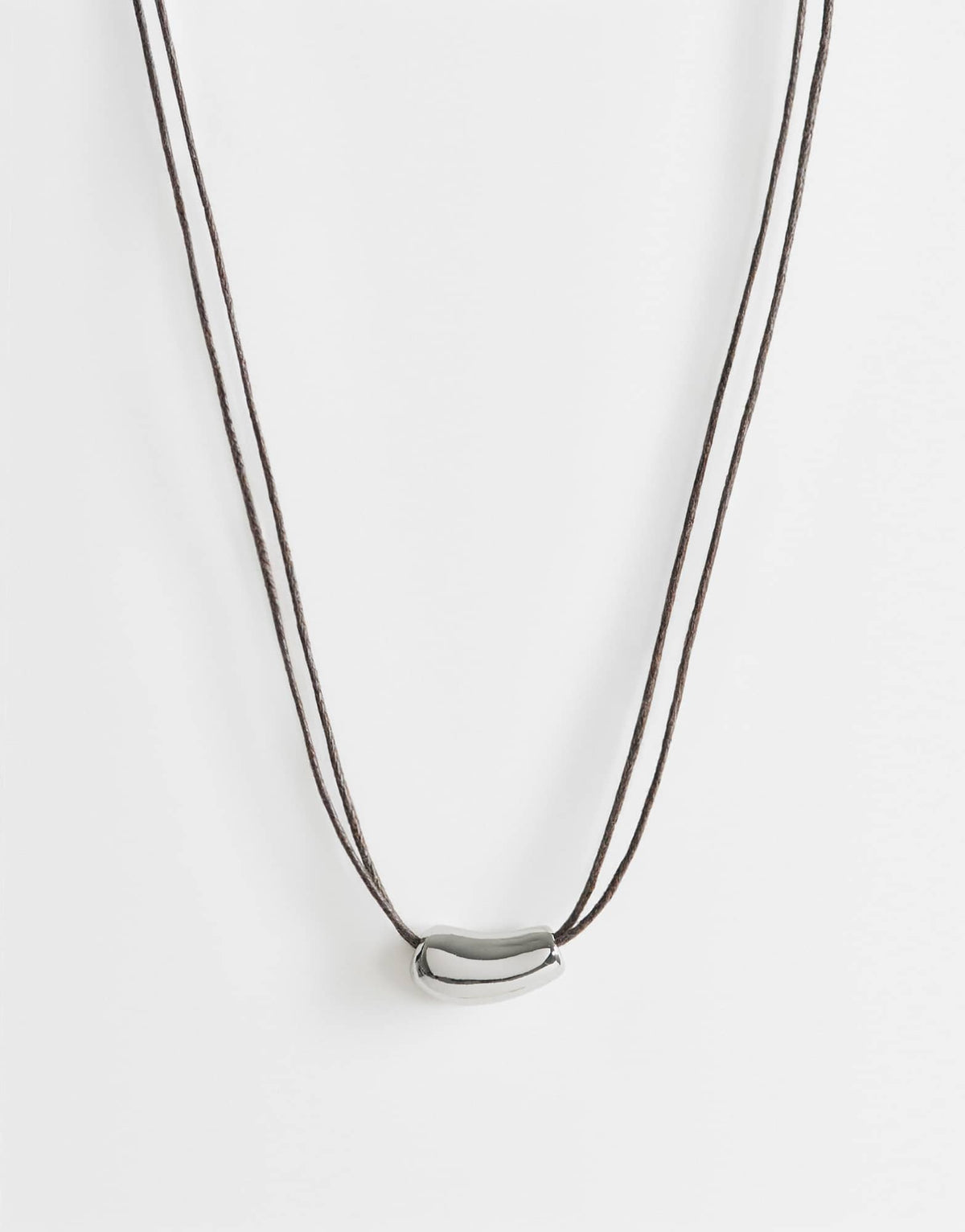 Topshop Nasha cord necklace in chocolate with silver