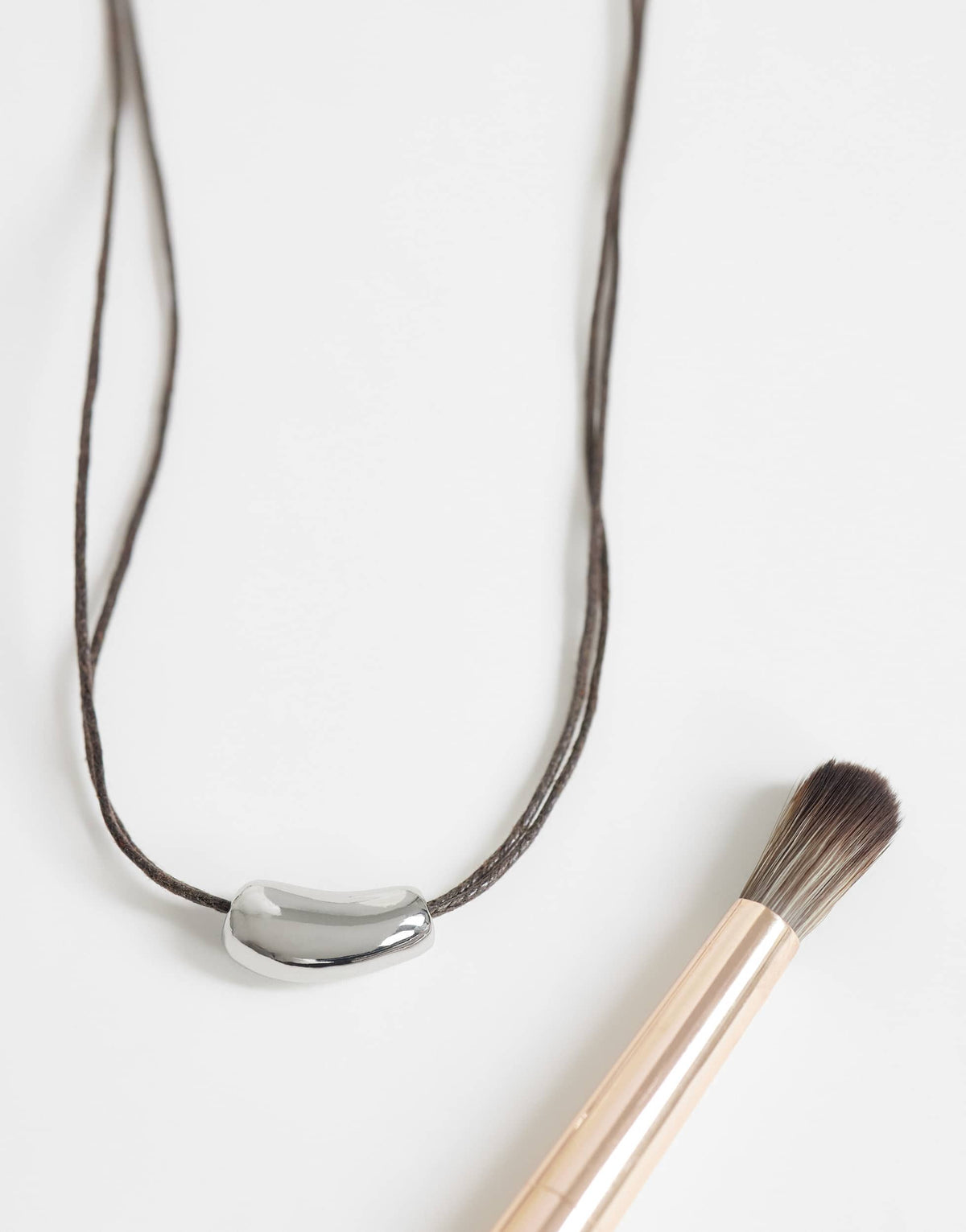 Topshop Nasha cord necklace in chocolate with silver