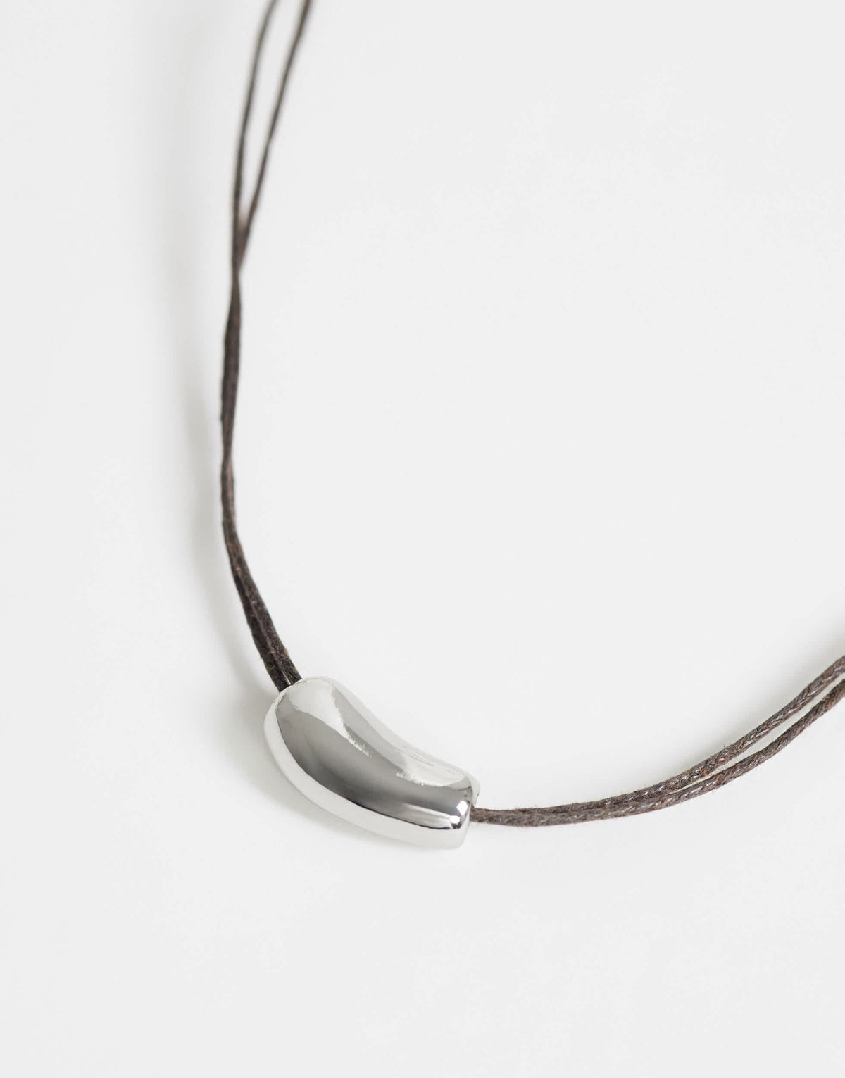 Topshop Nasha cord necklace in chocolate with silver