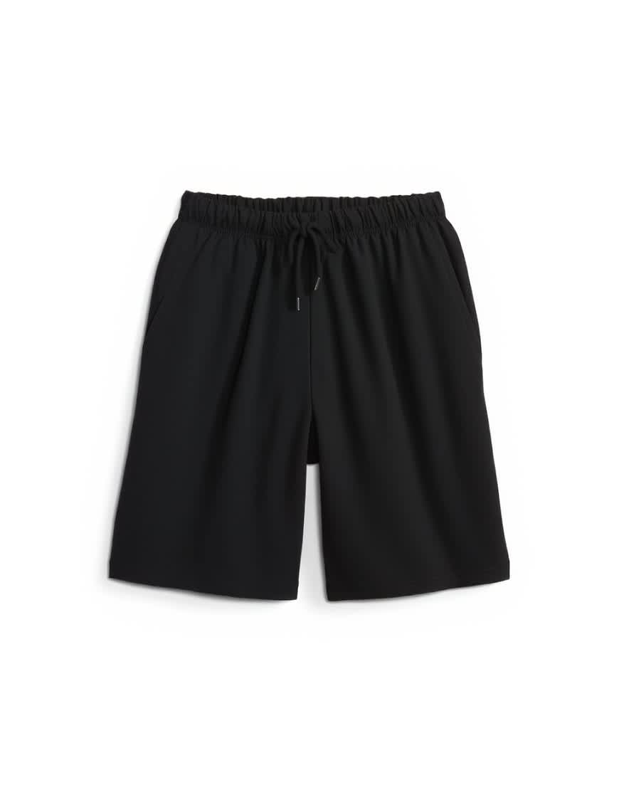 Topshop washed long line tie detail shorts in black