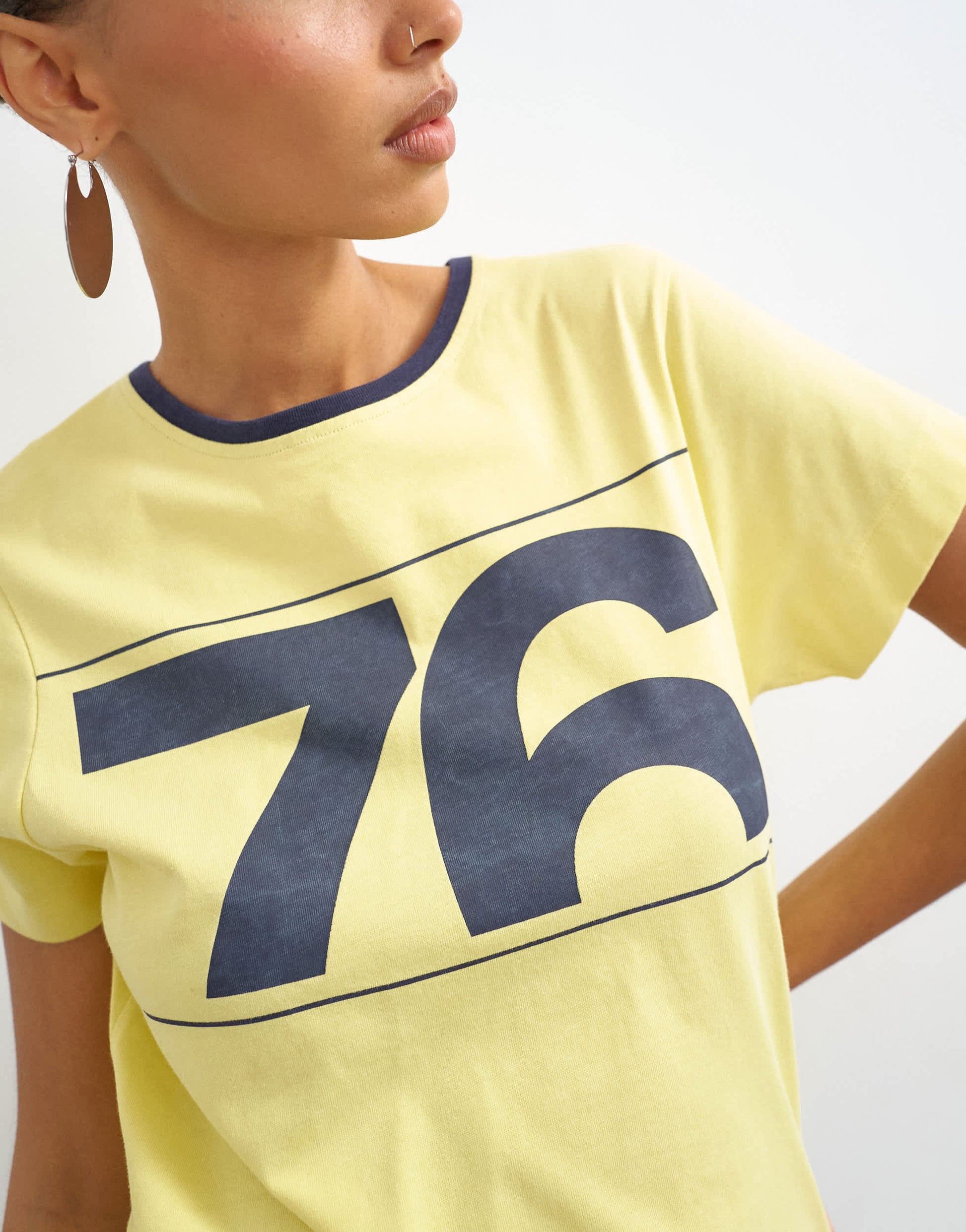 Topshop '76' graphic baby tee in yellow