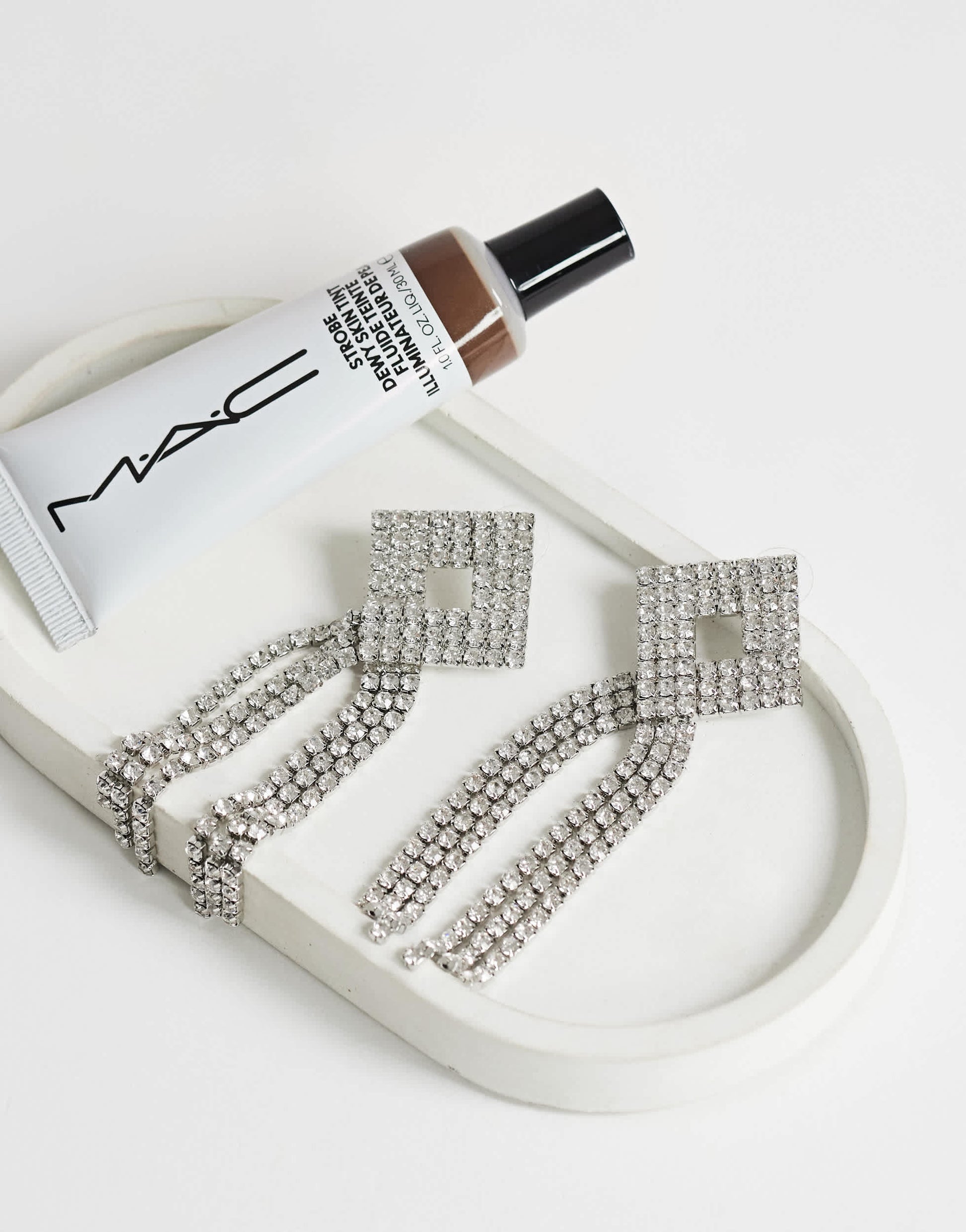 Topshop Eliza stud tassel embellished earring in silver
