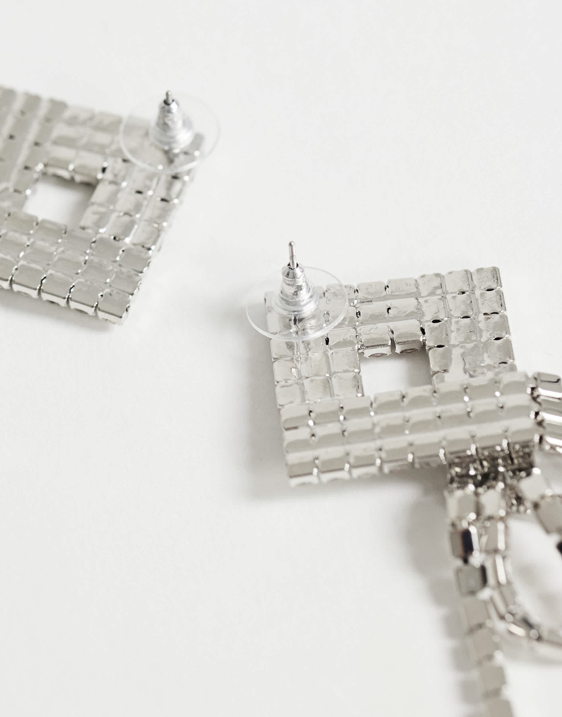 Topshop Eliza stud tassel embellished earring in silver