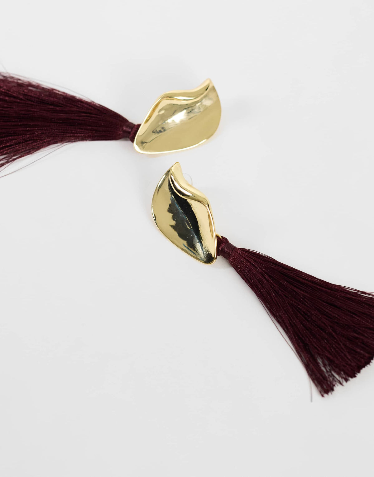 Topshop Emil studded statement tassel earrings in burgundy and gold