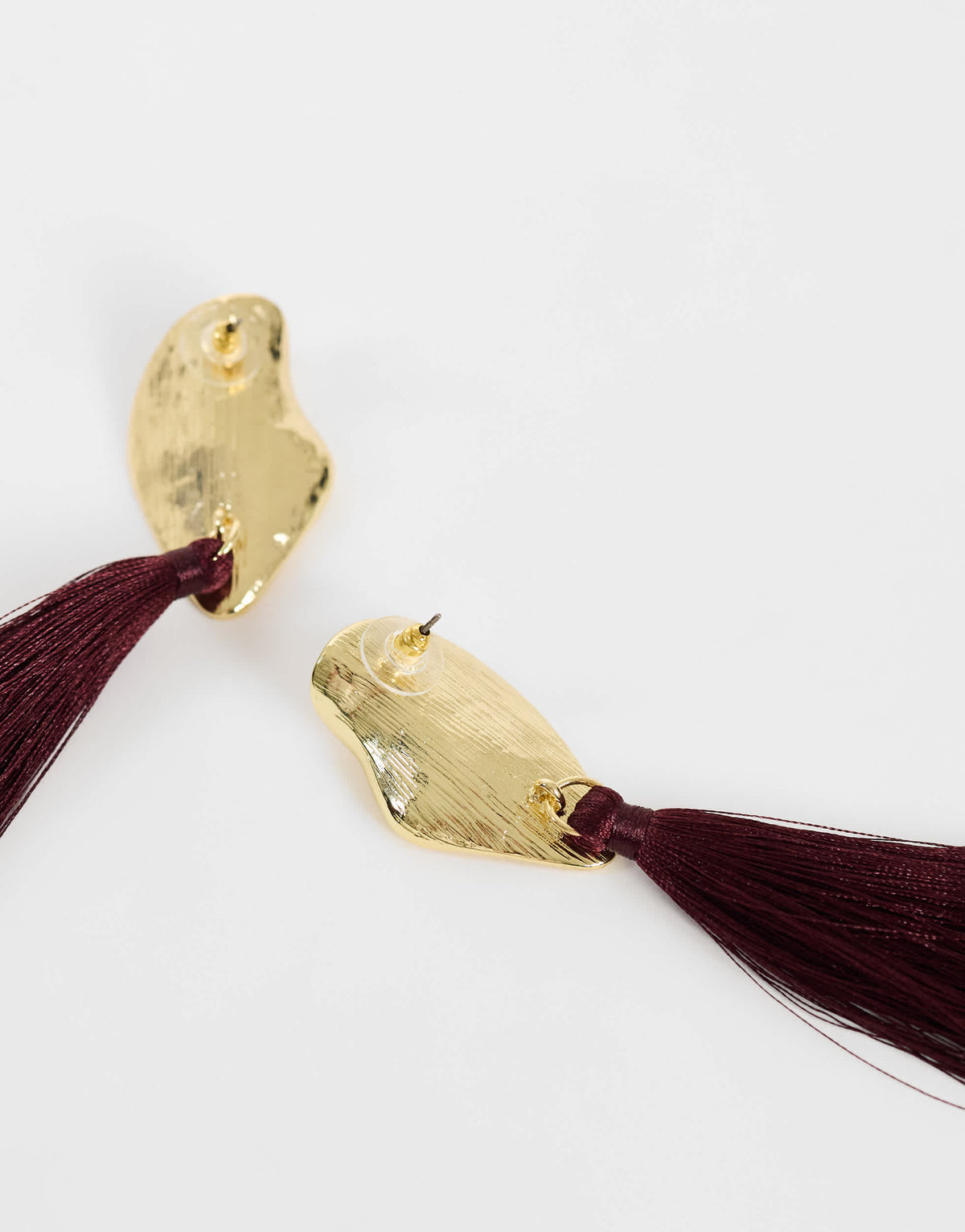 Topshop Emil studded statement tassel earrings in burgundy and gold