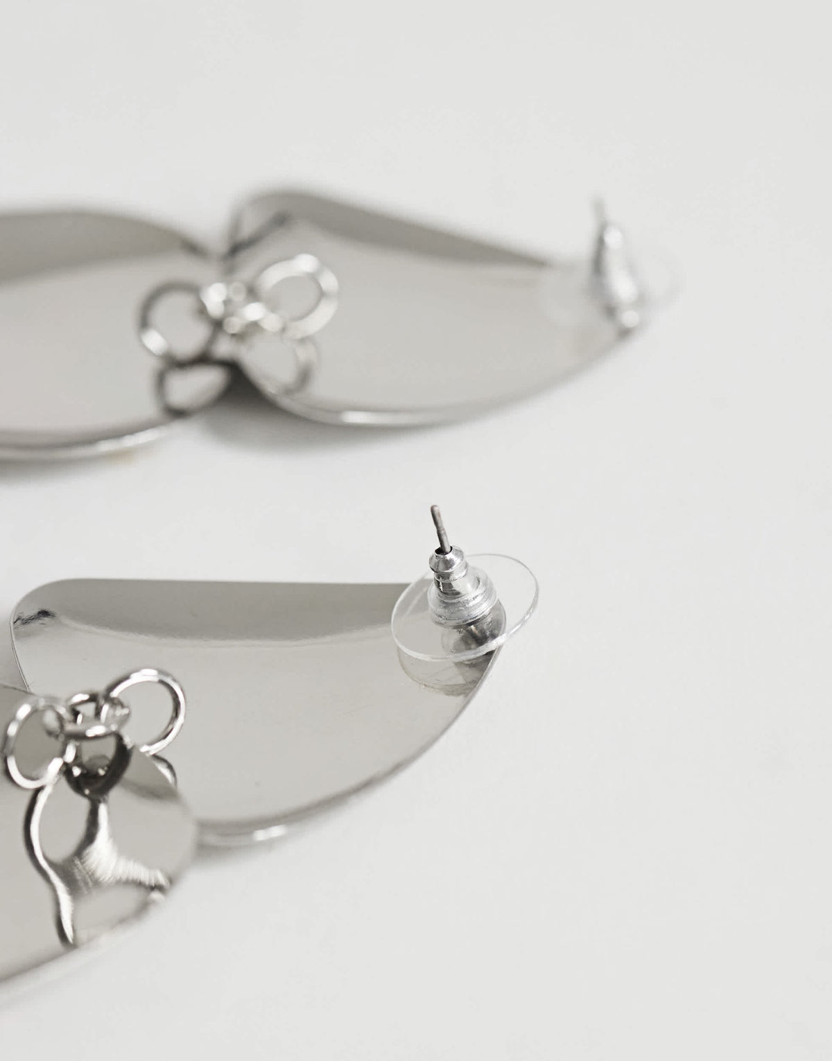 Topshop Elliot statement stud earring in silver brushed