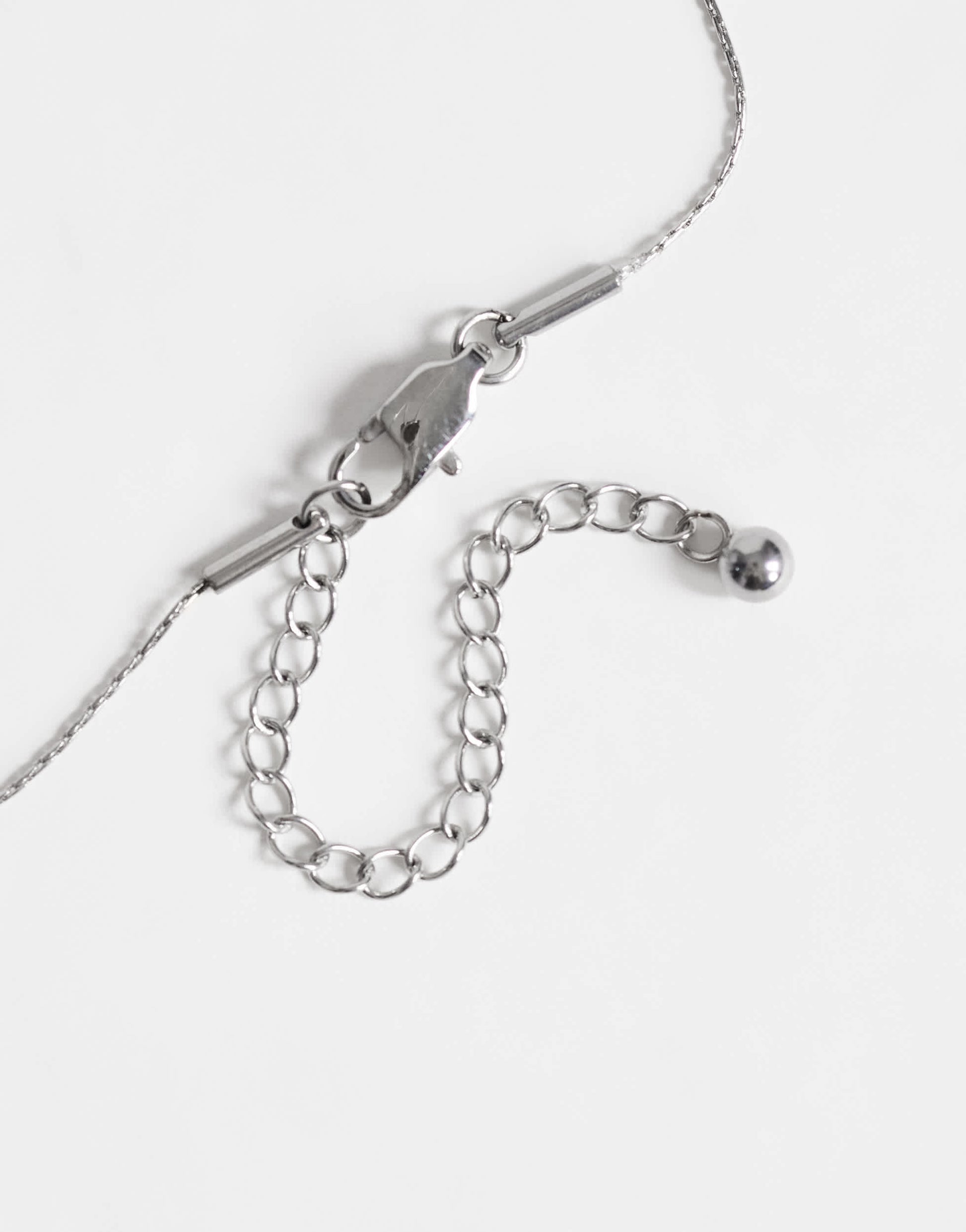 Topshop Olivio stainless steel necklace in silver with blue bead