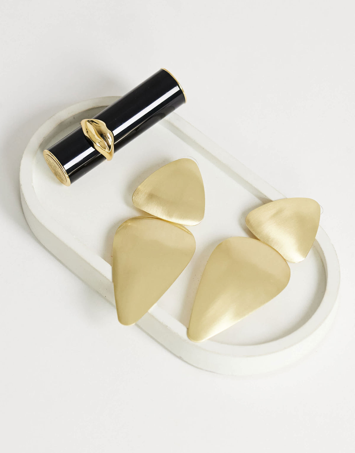 Topshop Elliot statement stud earring in gold brushed