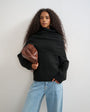 Topshop knitted wool blend deep fold bardot jumper in black