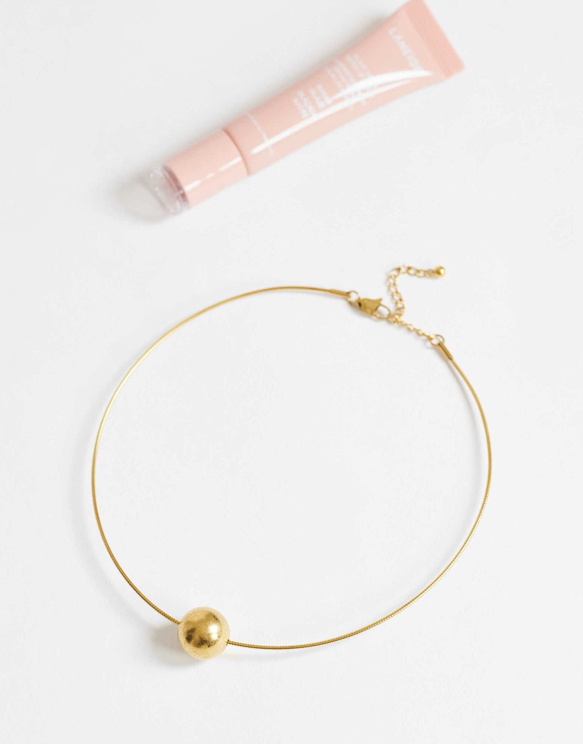 Topshop Ozzie waterproof stainless steel necklace in gold brushed