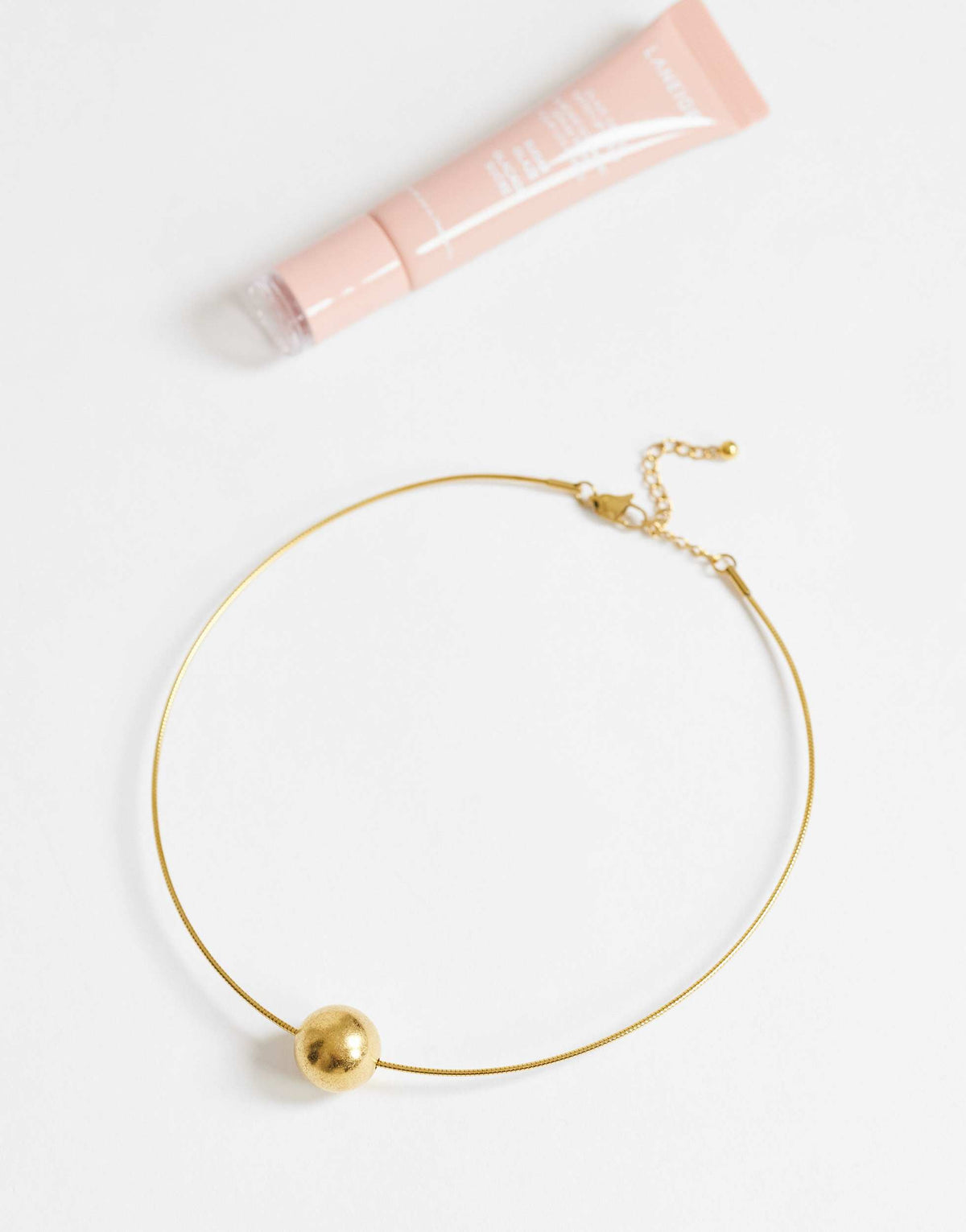 Topshop Ozzie waterproof stainless steel necklace in gold brushed
