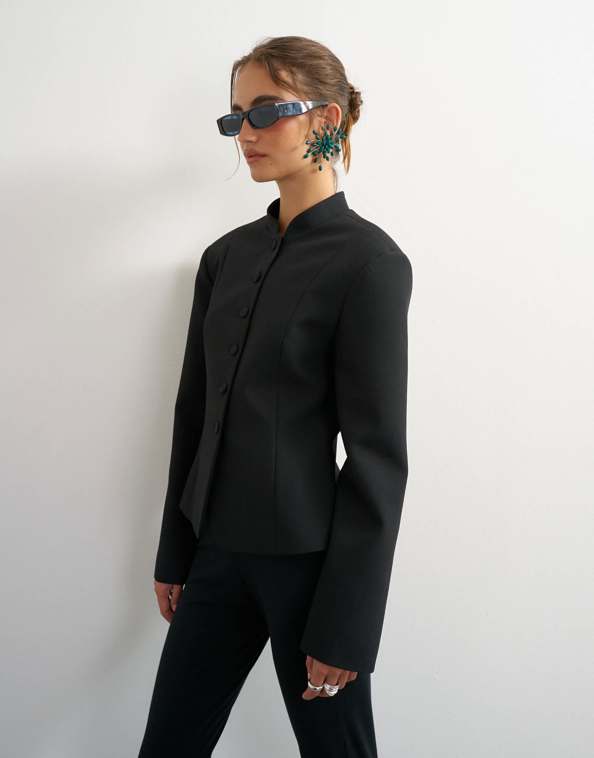 Topshop co ord drummer jacket in black