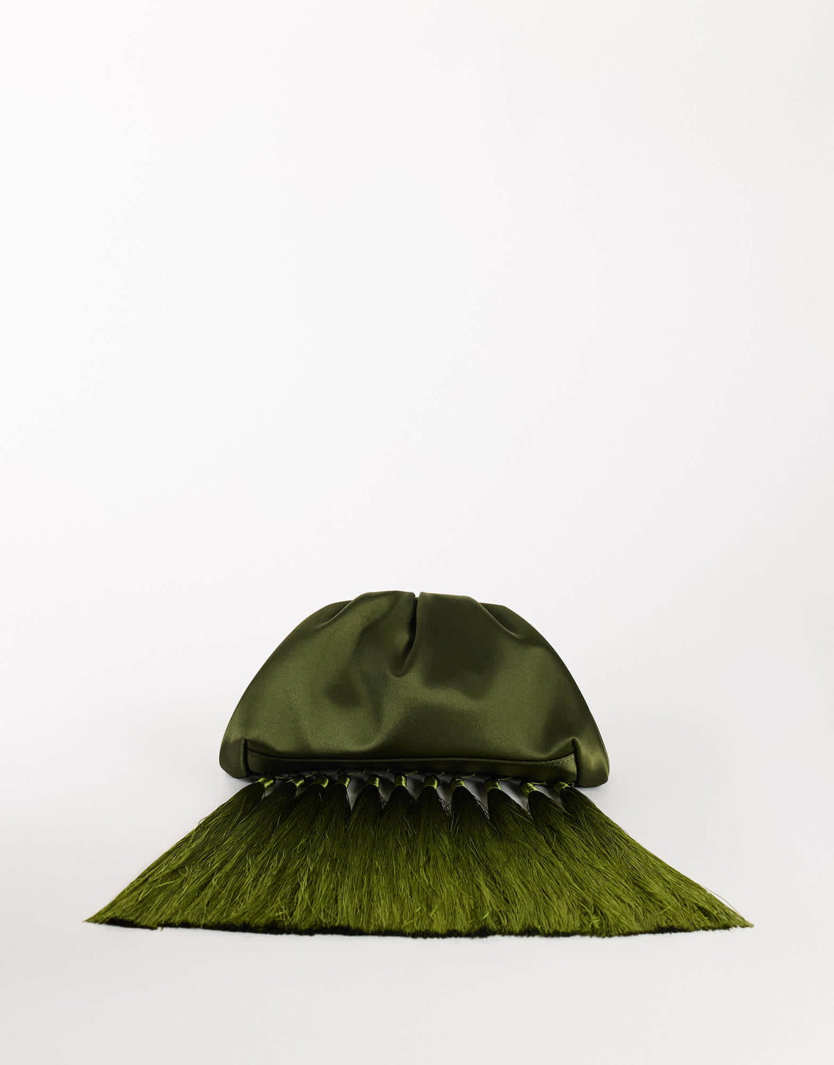 Topshop Evie knot tassel clutch bag in olive satin