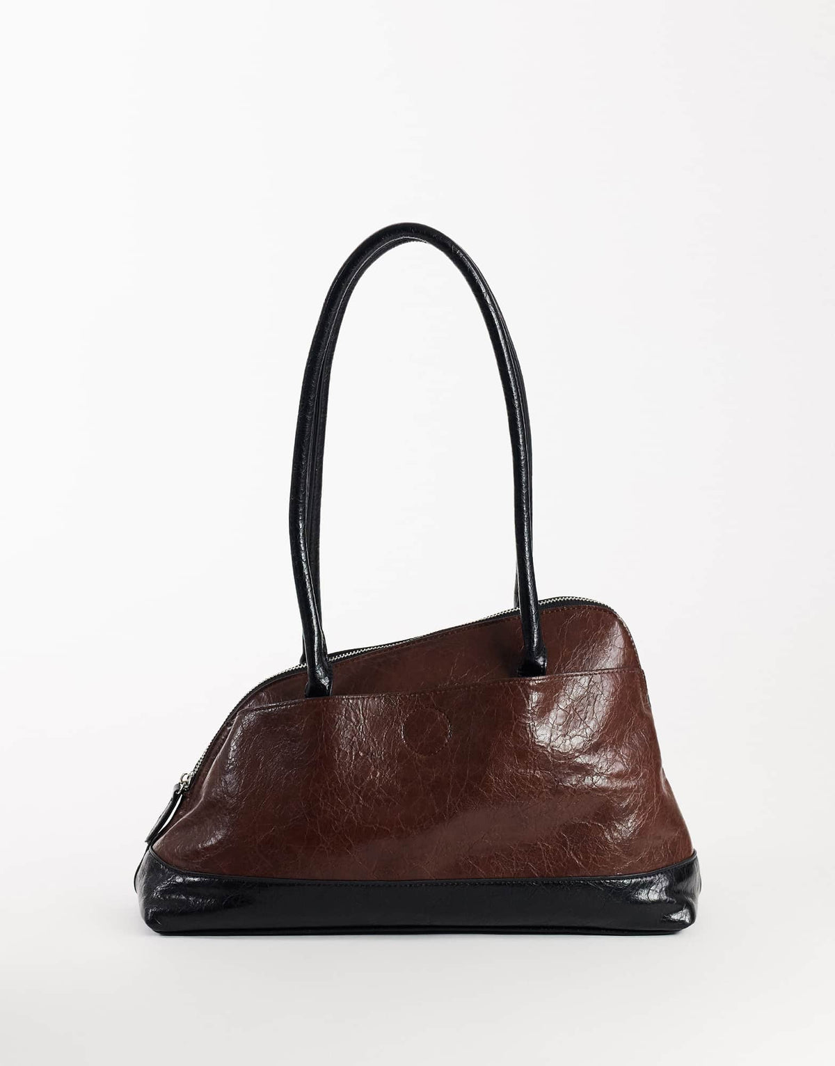 Topshop Skyler large angular shoulder bag in chocolate and black
