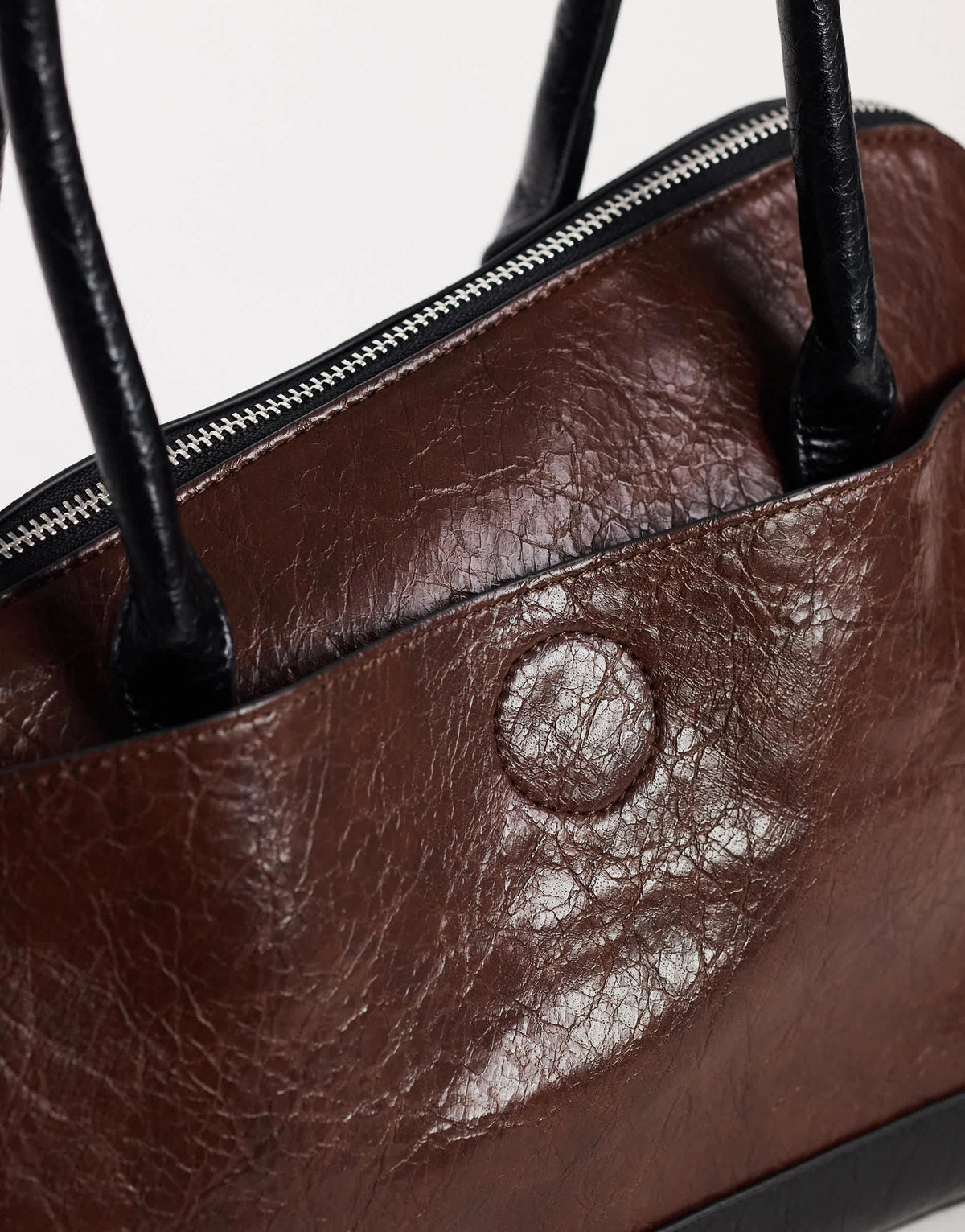 Topshop Skyler large angular shoulder bag in chocolate and black