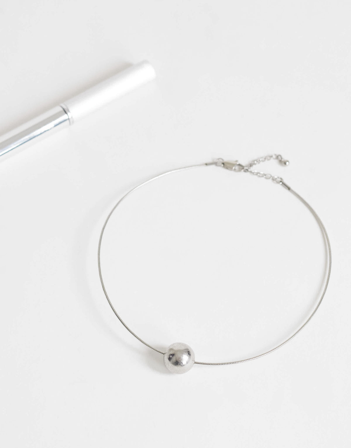 Topshop Ozzie waterproof stainless steel necklace in silver brushed
