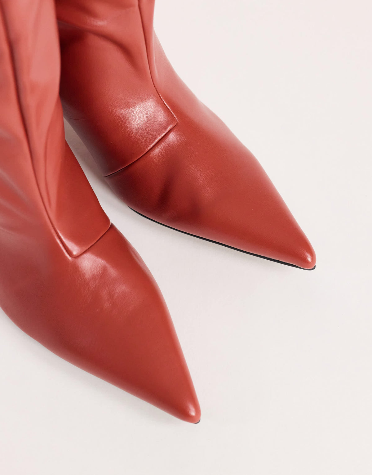 Topshop Tina real leather kitten heel knee boot in red