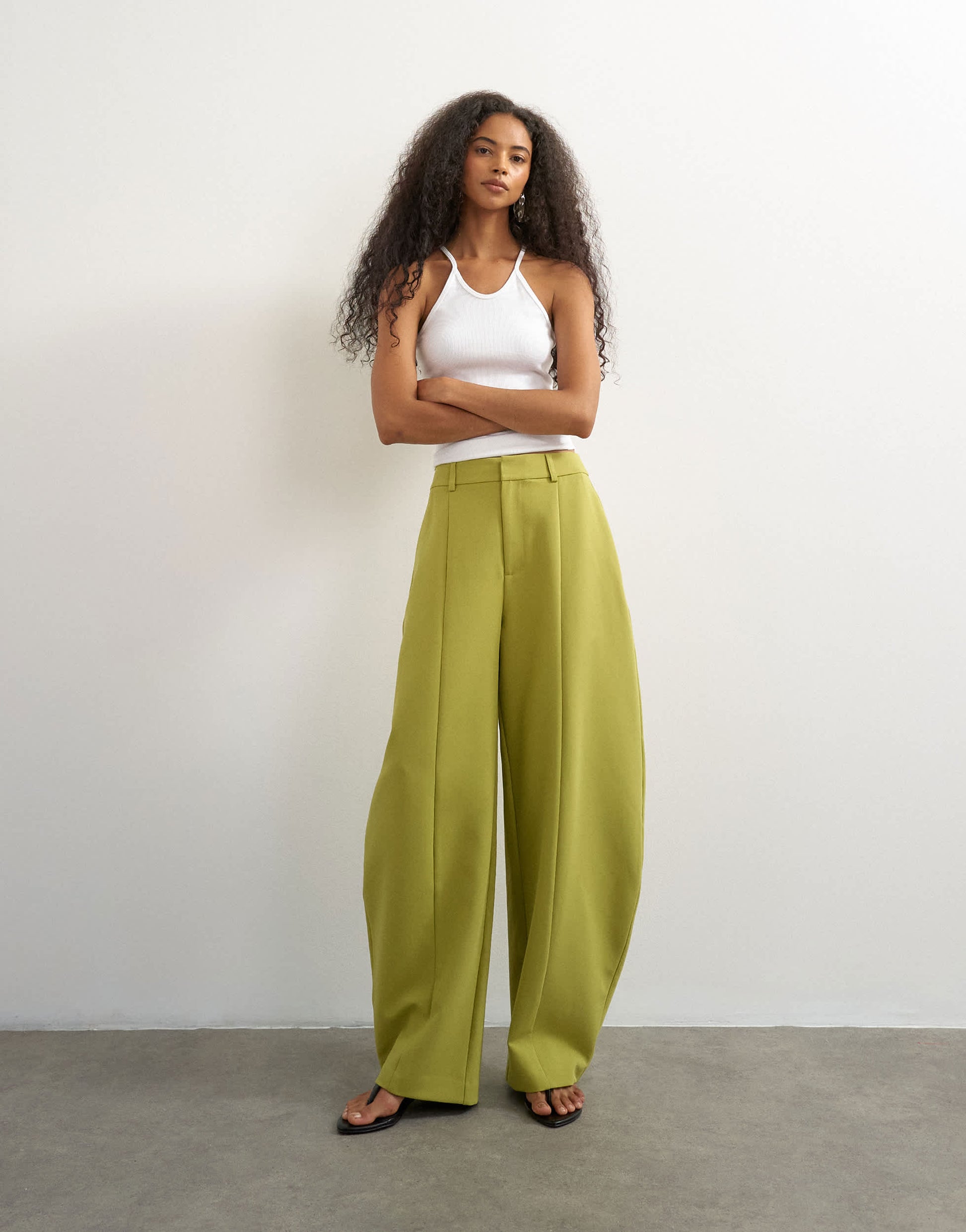 Topshop co ord barrel trousers in olive