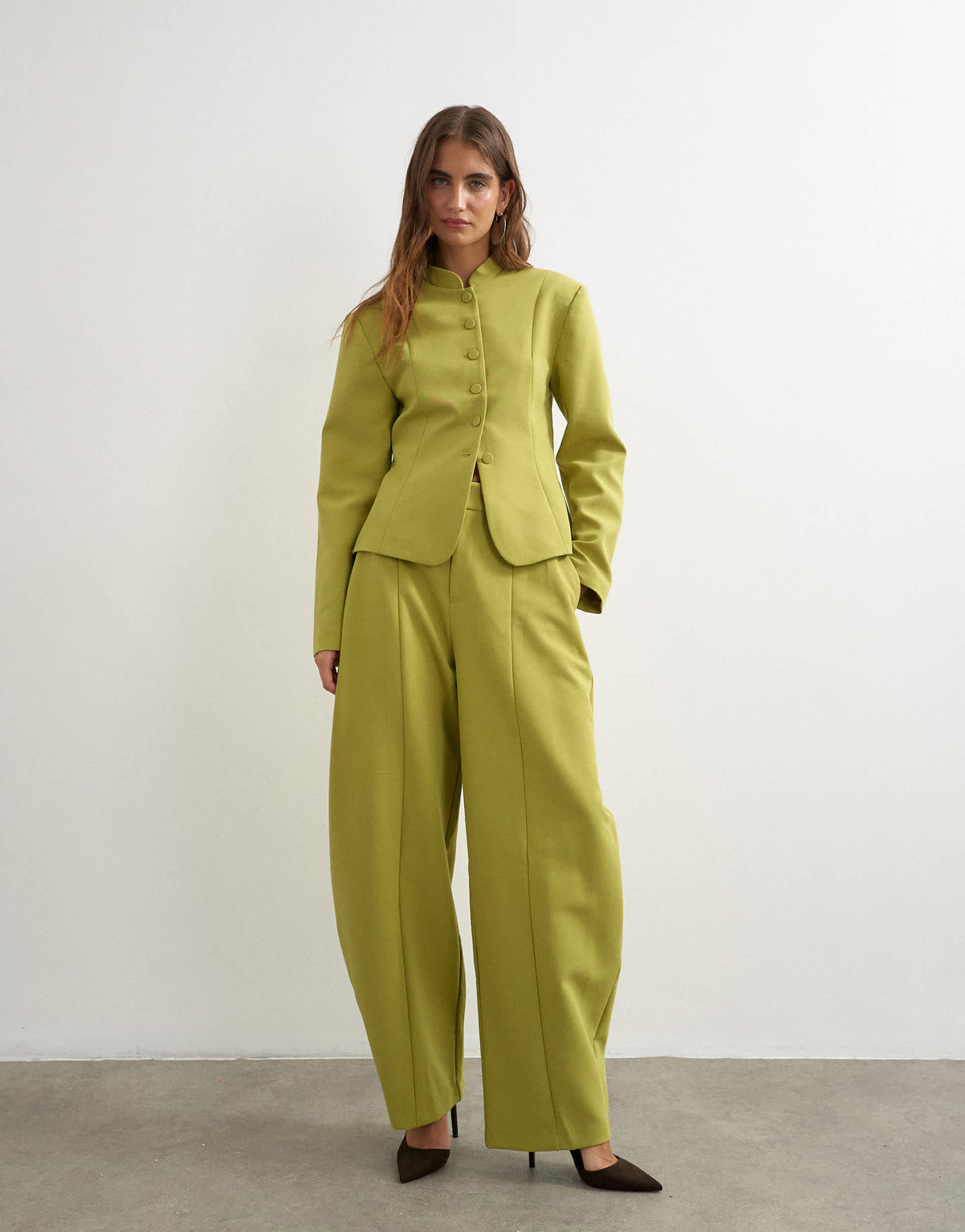Topshop co ord barrel trousers in olive