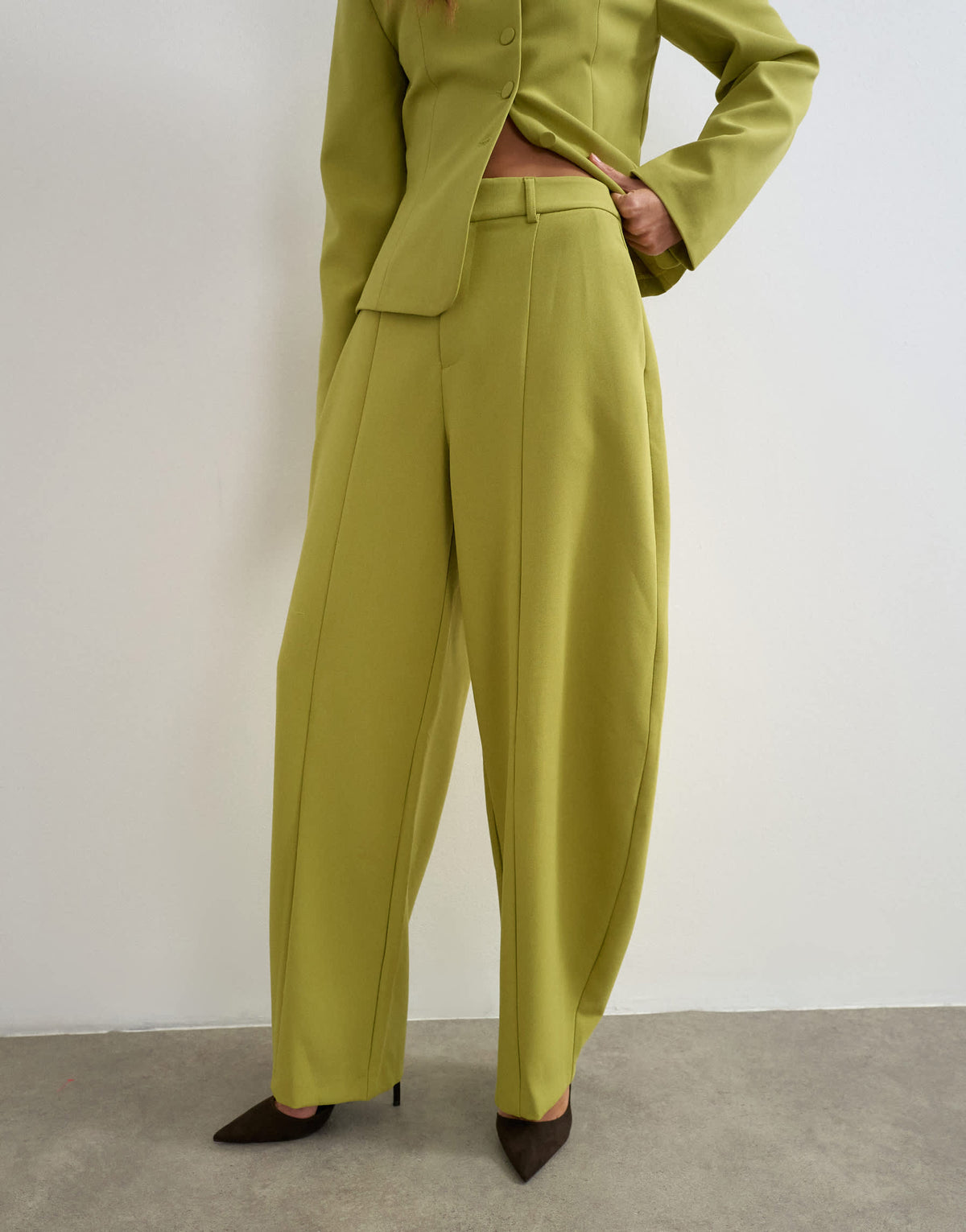 Topshop co ord barrel trousers in olive