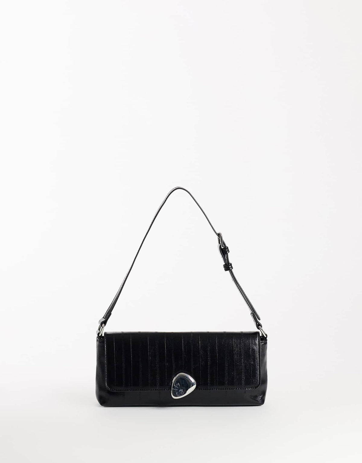 Topshop Santiago small suedette shoulder bag with silver hardware in black