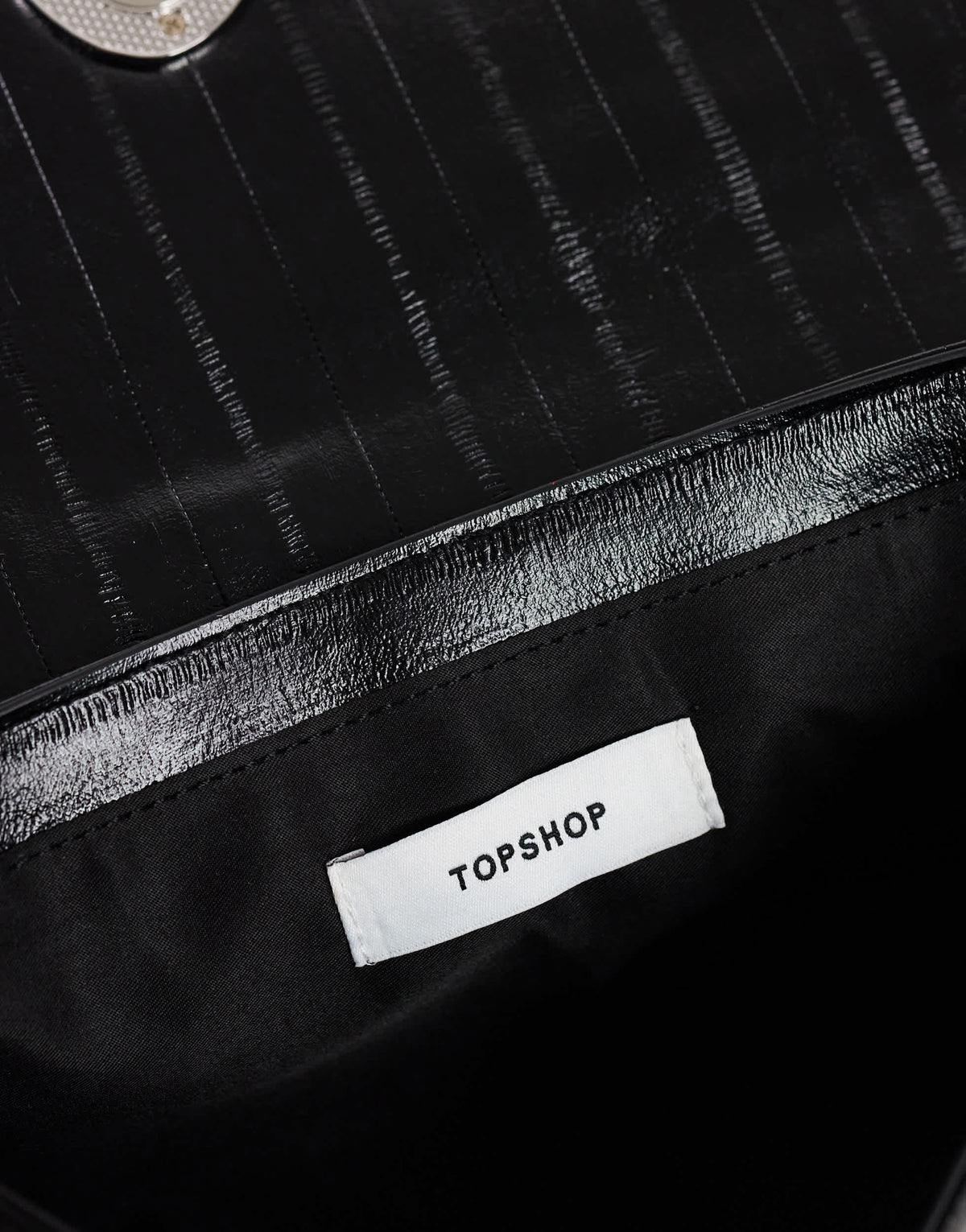 Topshop Santiago small suedette shoulder bag with silver hardware in black