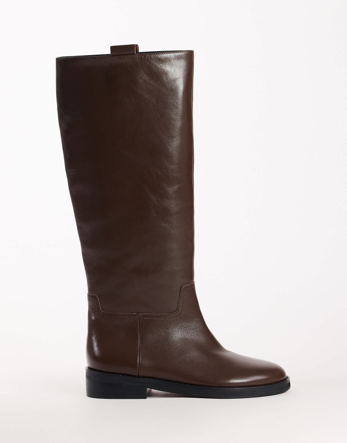 Topshop Penelope real leather riding boot in chocolate