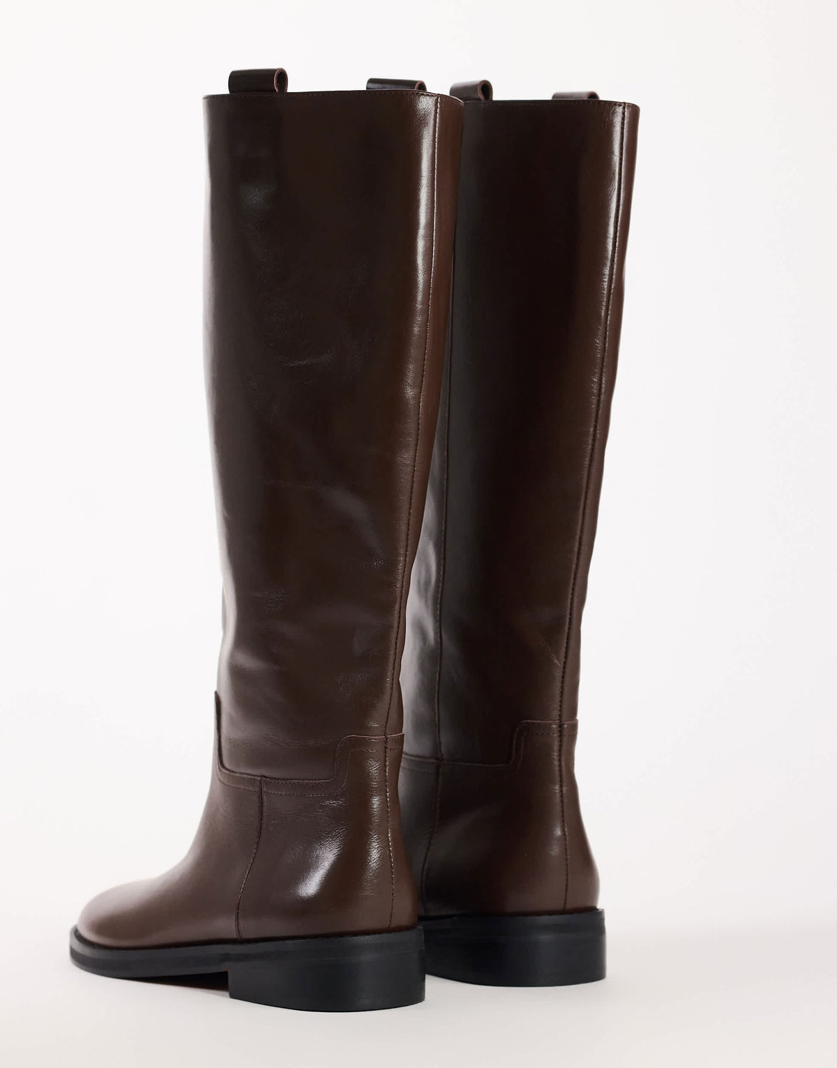 Topshop Penelope real leather riding boot in chocolate