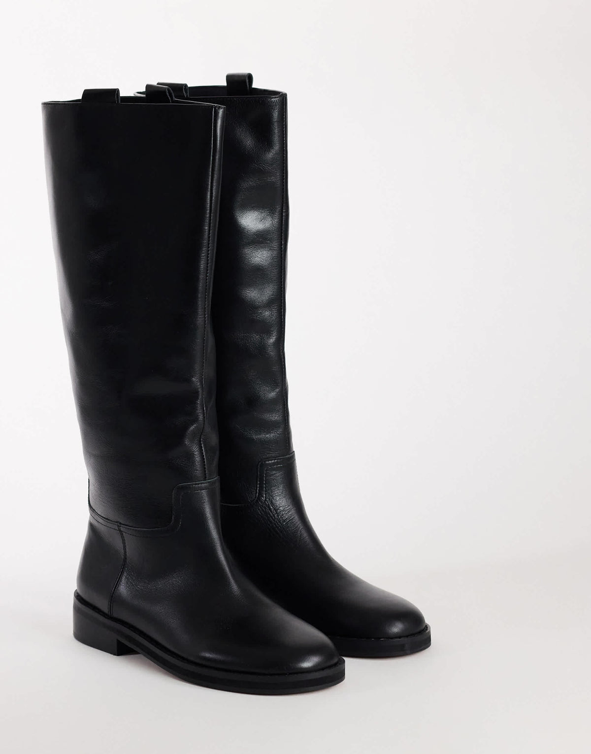 Topshop Penelope real leather riding boot in black