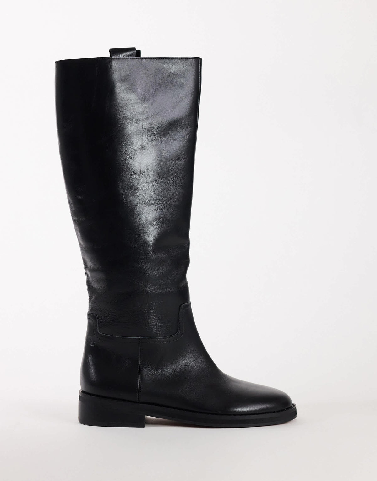 Topshop Penelope real leather riding boot in black