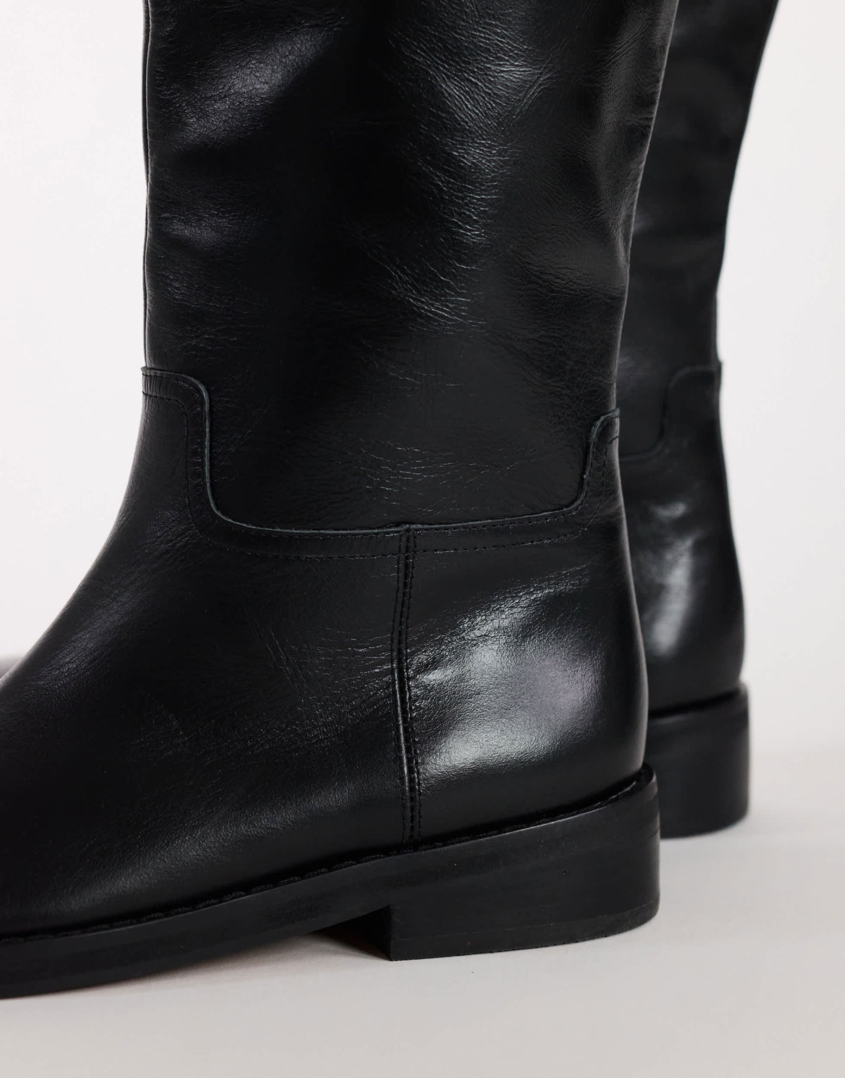 Topshop Penelope real leather riding boot in black
