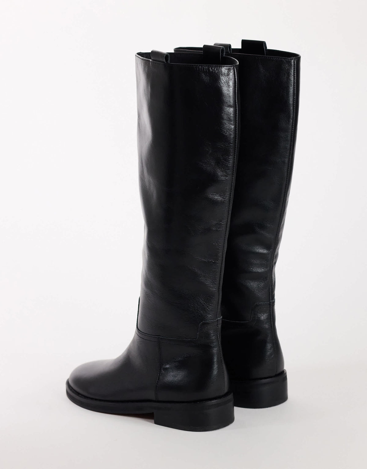Topshop Penelope real leather riding boot in black