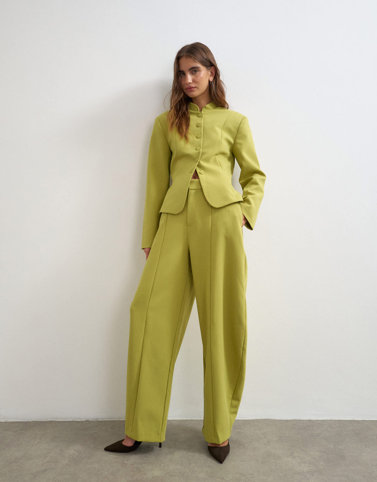 Topshop co ord drummer jacket in olive