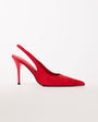 Topshop Anya real suede sling back heeled court shoe in red