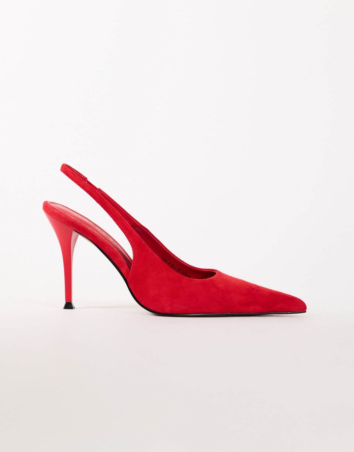 Topshop Anya real suede sling back heeled court shoe in red