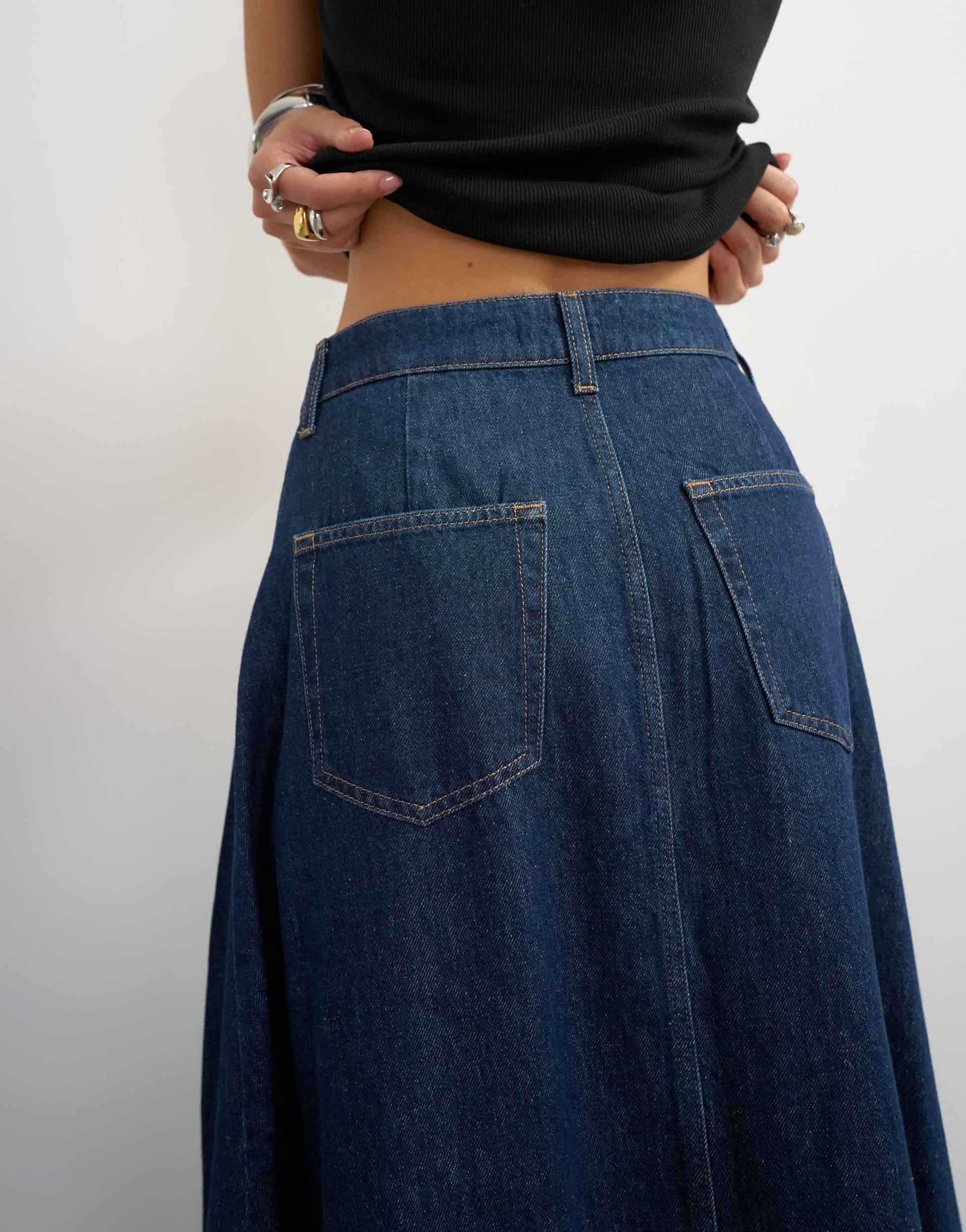 Topshop Cocoon maxi skirt in rock blue