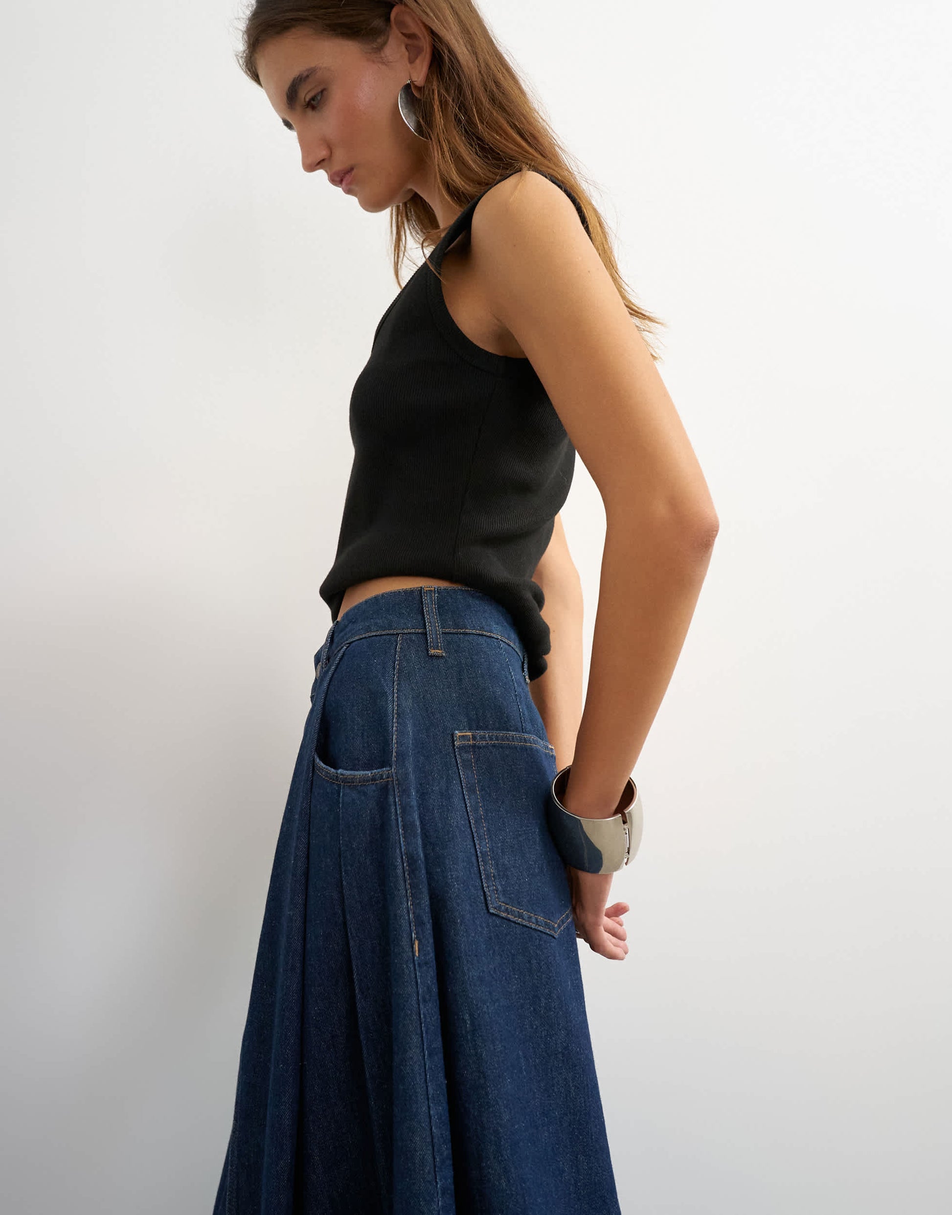 Topshop Cocoon maxi skirt in rock blue