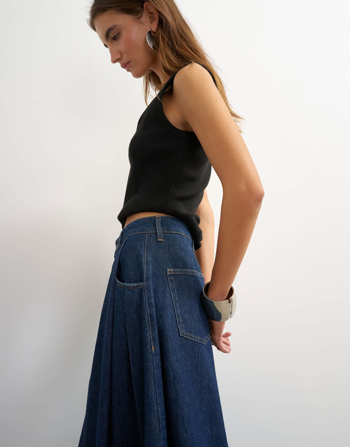 Topshop Cocoon maxi skirt in rock blue