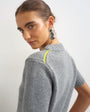 Topshop knitted premium pure lambswool short sleeve crew neck t-shirt in grey with lime tipping