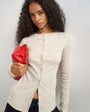 Topshop button through long sleeve top in oat