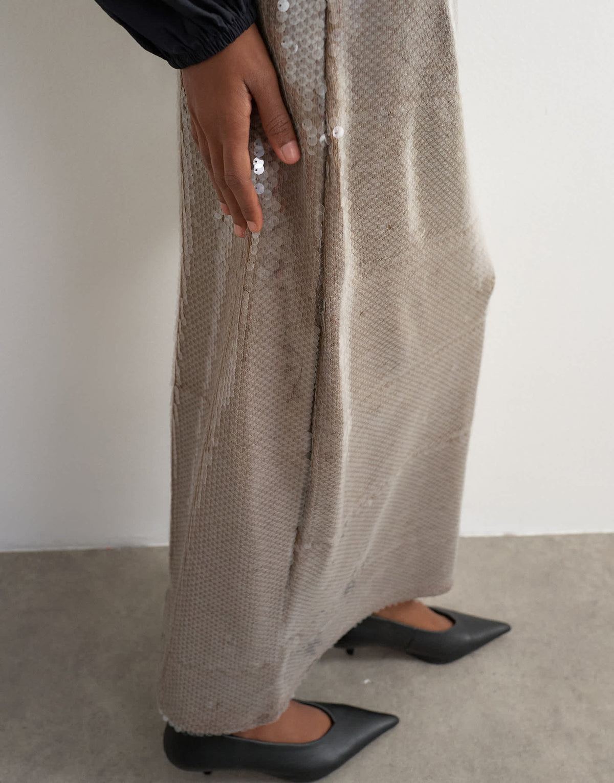 Topshop sequin sheer maxi skirt in chocolate