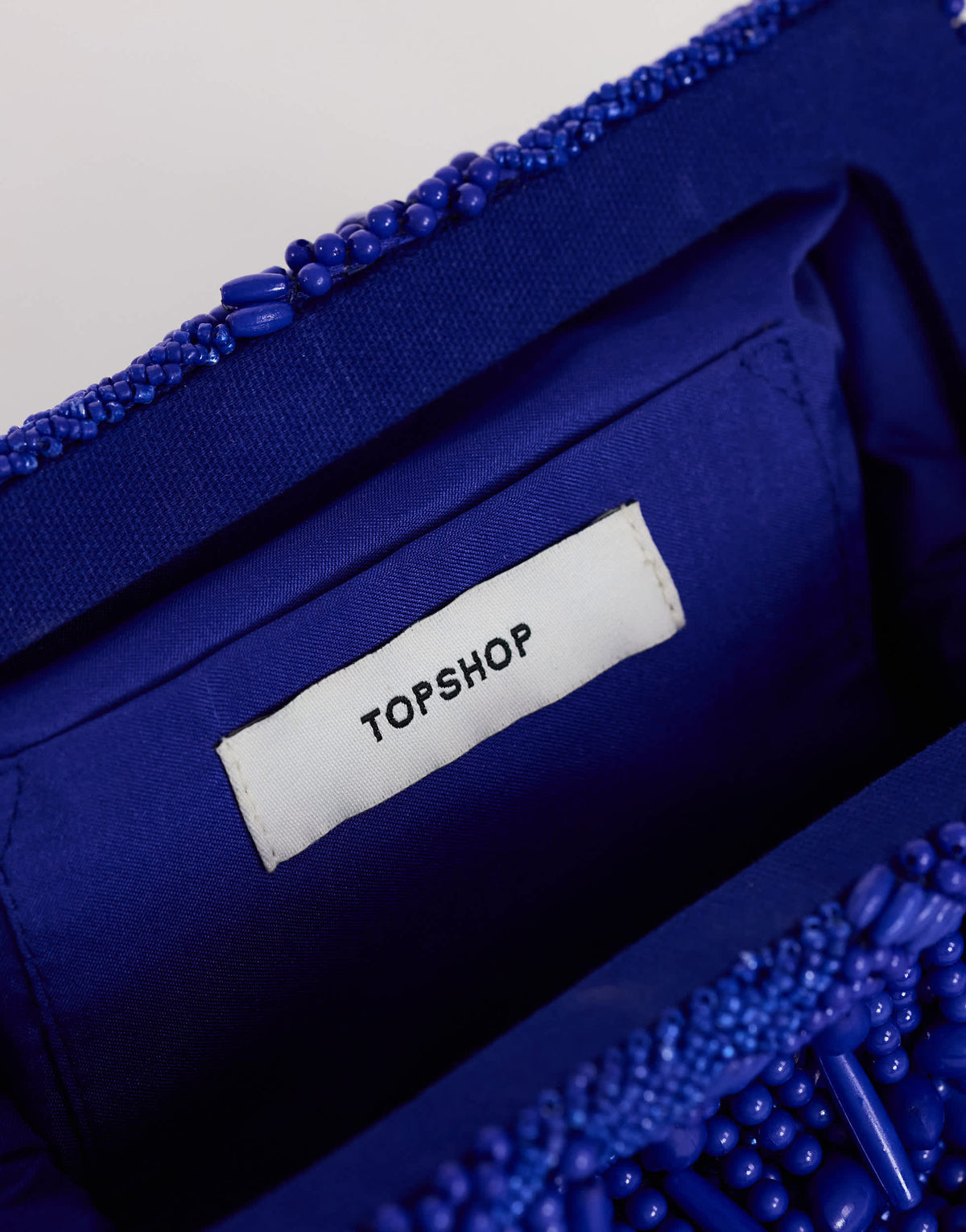 Topshop Garison small bead and embellished clutch in cobalt