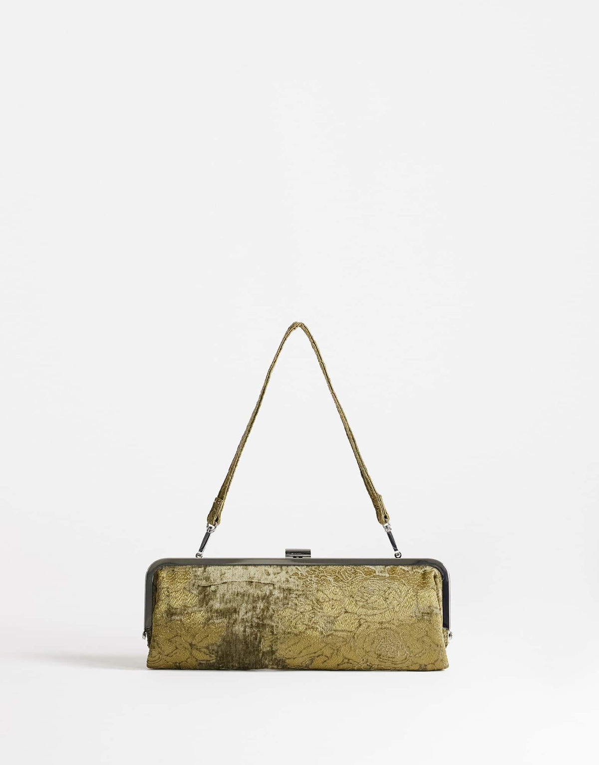 Topshop Poppy small rectangle clasp shoulder bag in khaki