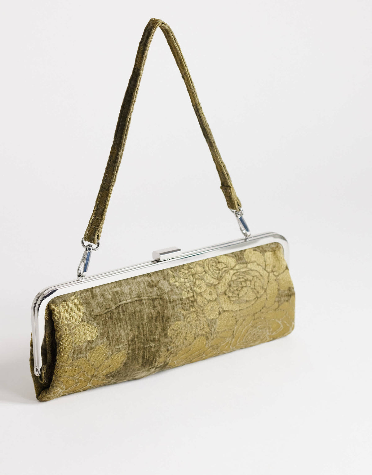 Topshop Poppy small rectangle clasp shoulder bag in khaki