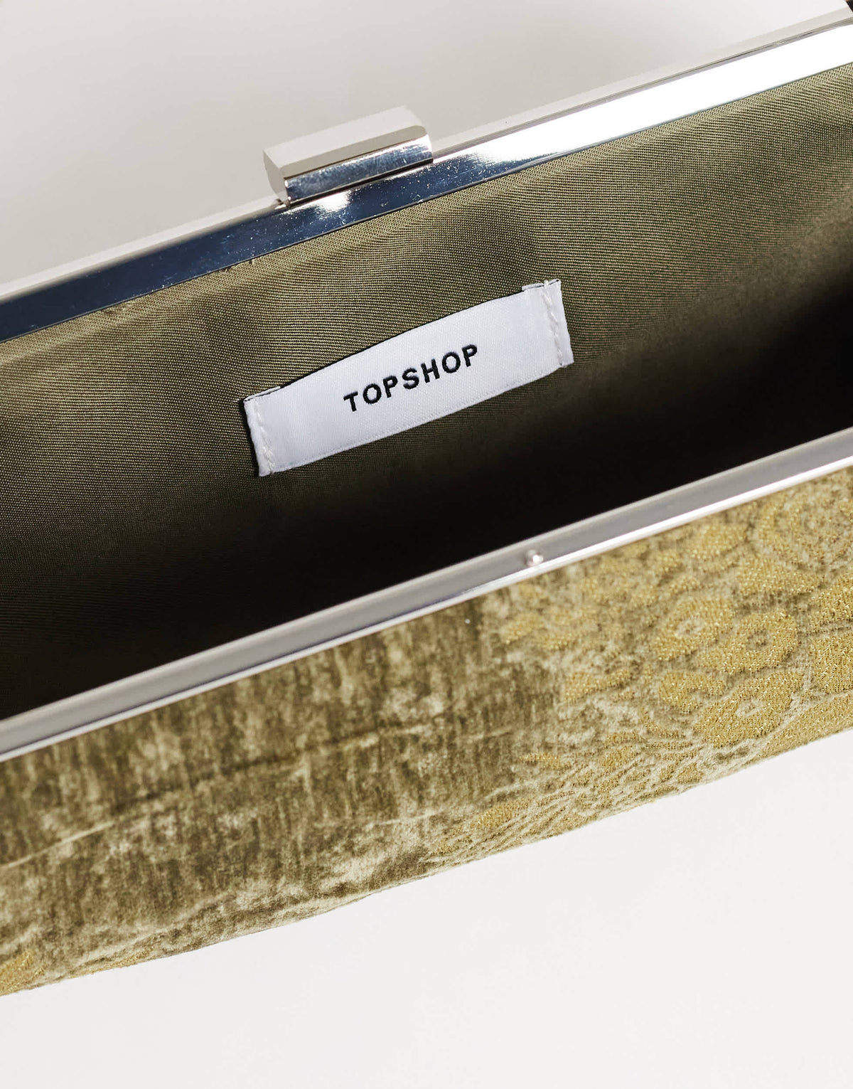 Topshop Poppy small rectangle clasp shoulder bag in khaki
