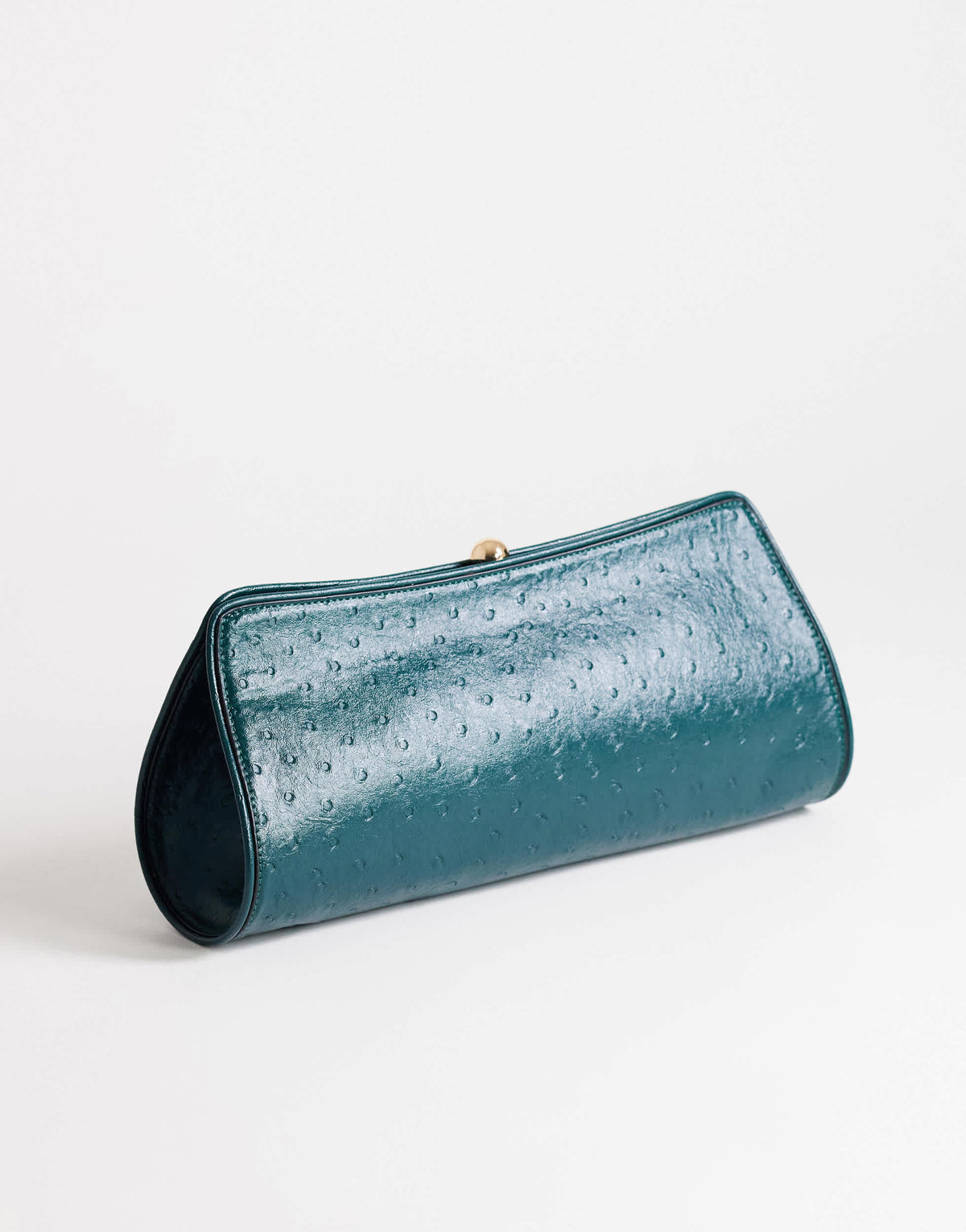 Topshop Alice medium clutch bag in teal ostrich
