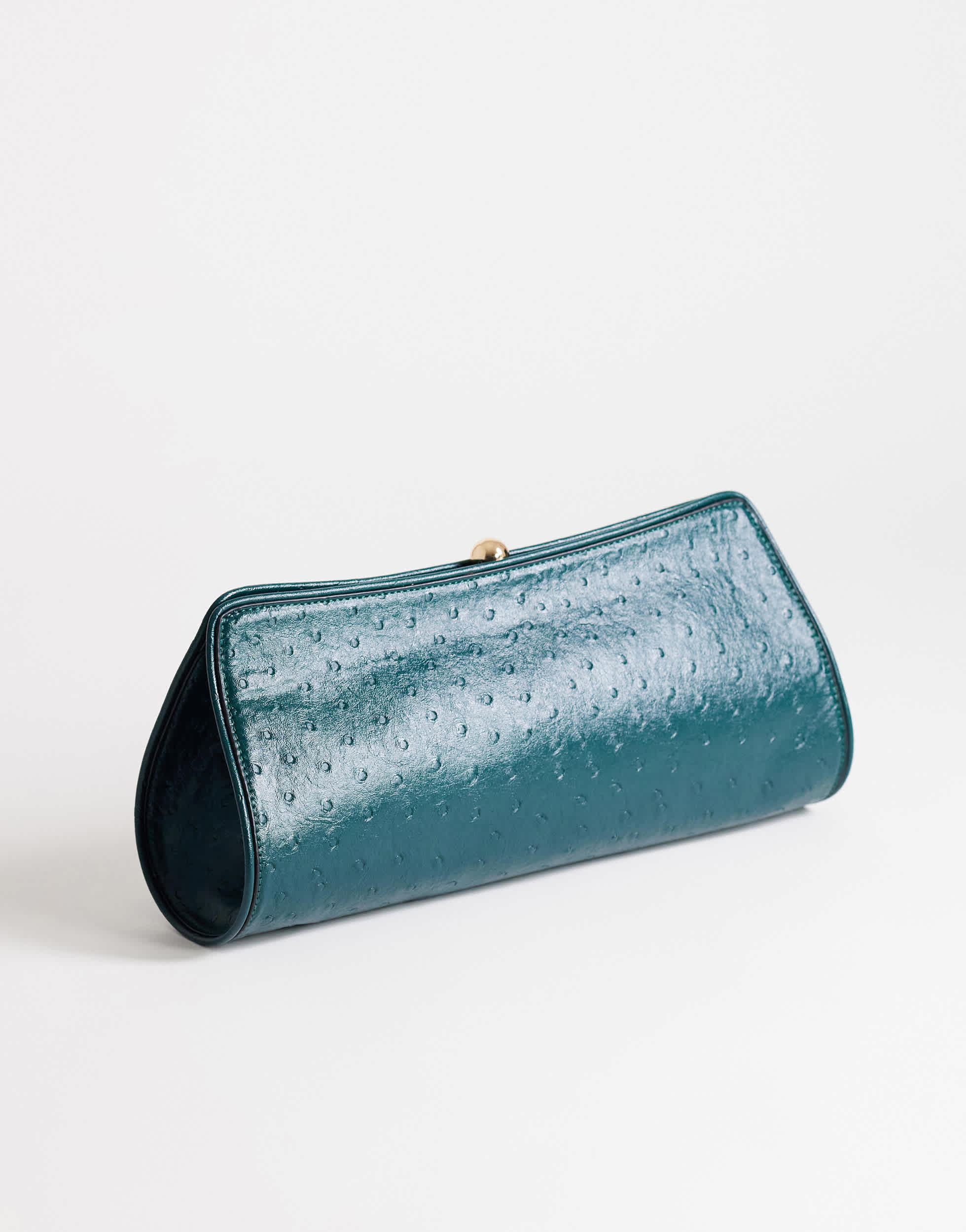 Topshop Alice medium clutch bag in teal ostrich