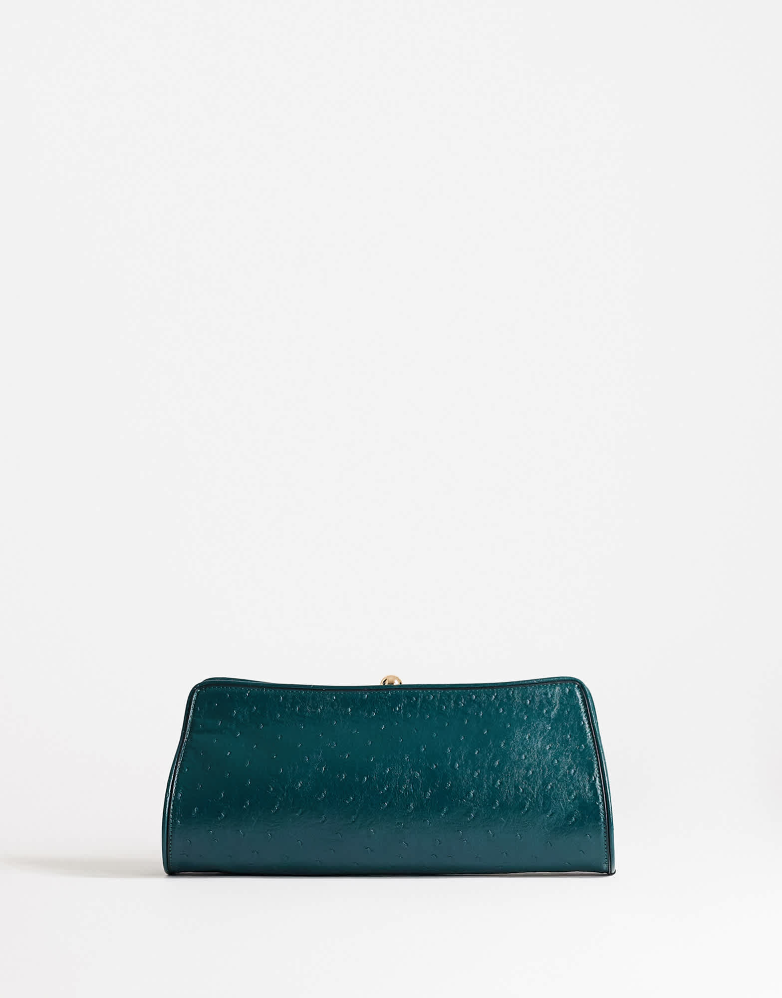 Topshop Alice medium clutch bag in teal ostrich