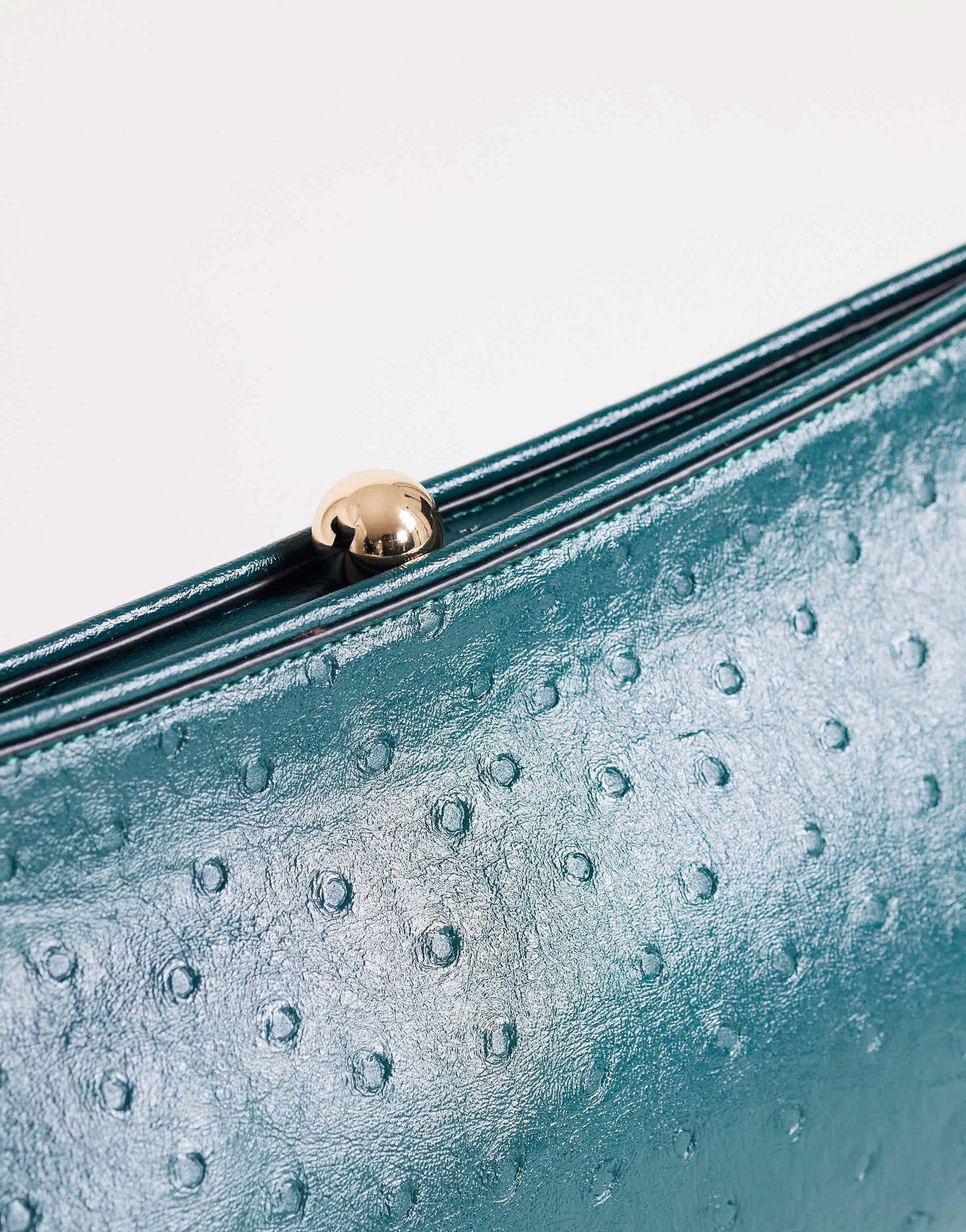 Topshop Alice medium clutch bag in teal ostrich